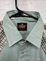 New Men’s Western Shirts Blue Plaid Long Sleeve Pearl Snap 16 Large CC-58