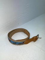 New Blue Genuine Leather Fox And French Horn 32” Belt #1120 JJ-47