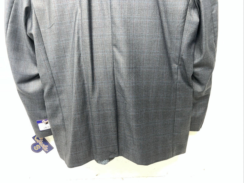 New Men’s Circle S Blue Plaid Suit Jacket 48R #25832 X-607