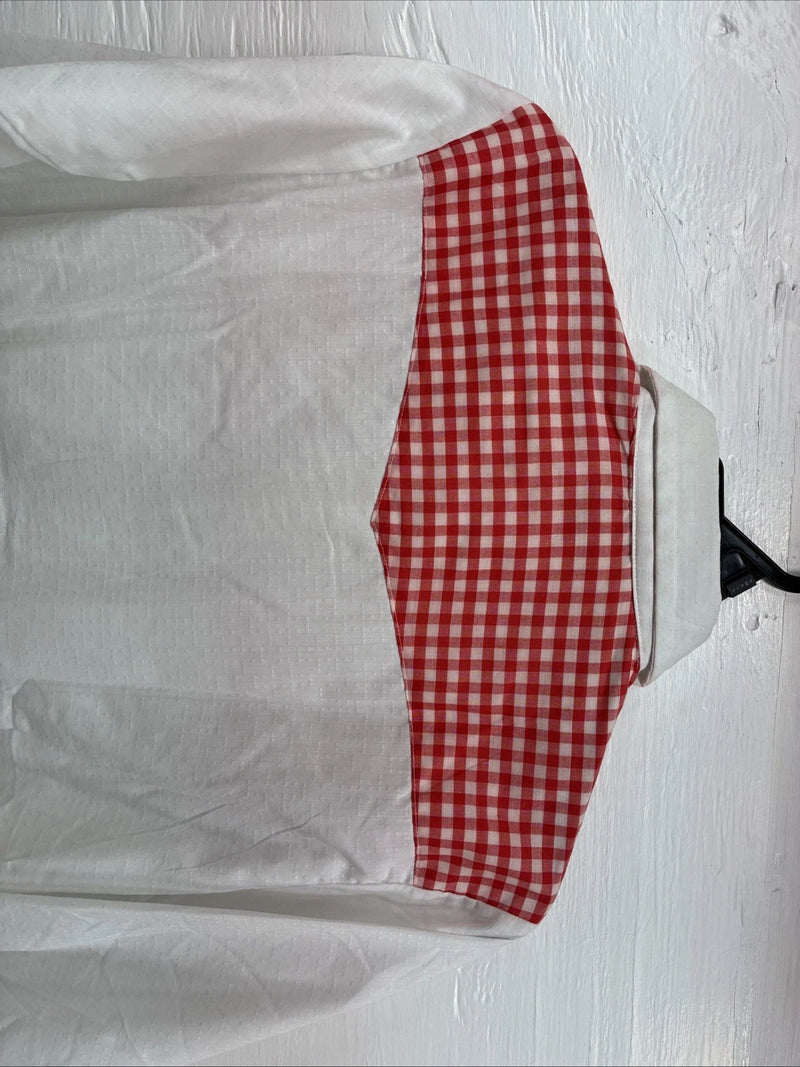 New Men’s Dee-Cee White Red Long Sleeve Pearl Snap 15 Medium AA-9