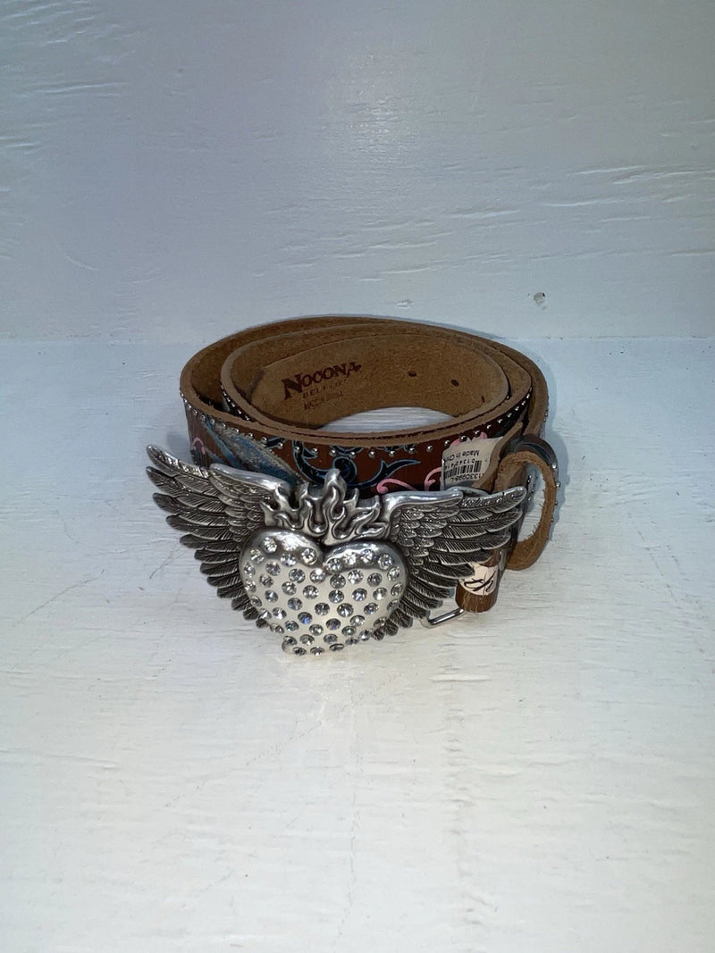 New Brown Genuine Leather Nocona Bird Stitching L Belt #N3422602