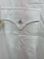 New Men’s ELY Cattleman White Designed Long Sleeve Pearl Snap 17 X. 35 XL R-34