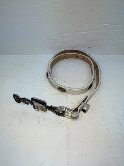 New White Genuine Leather Nocona Silver Pendent 30” Belt #G762 JJ-37