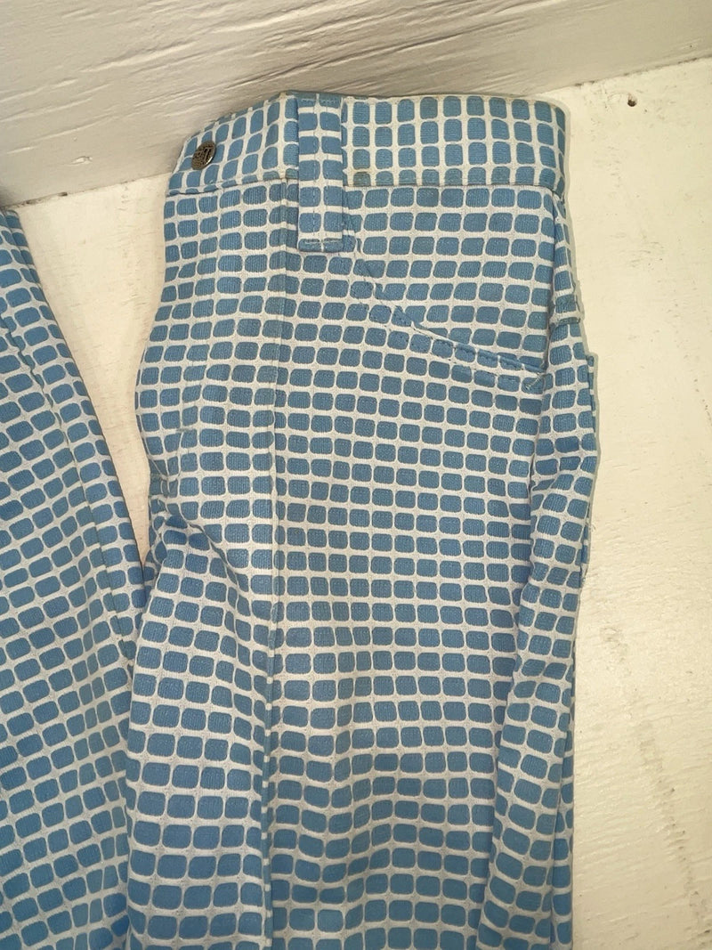 New Vintage Blue Checkered Lee Polyester Pants #2652644 VV-91