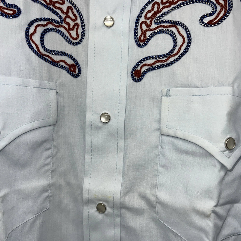New Men’s Champion Western Blue Long Sleeve Pearl Snap 14.5 X 32 Small B-50