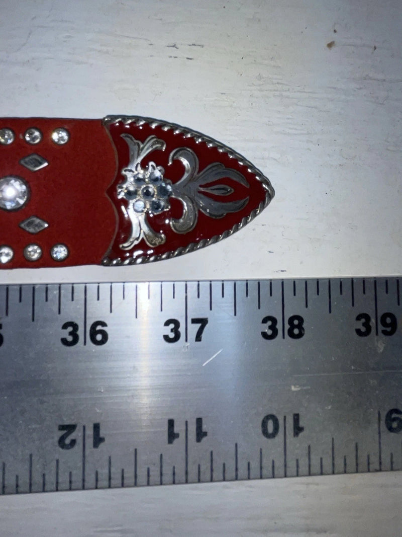 New Red Genuine Leather Nocona Silver Bling M Belt #N3432604 Z-101