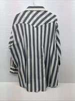 New Men’s Champion Western Grey White Strip Long Sleeve Pearl Snap 3XL E-53