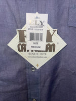 New Men’s ELY Cattleman Blue Long Sleeve Pearl Snap Medium B-123