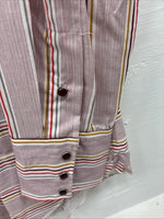Me Mens Tem Tex Pink Multicolor Stripe Long Sleeve Pearl Snap 16 Large O-45