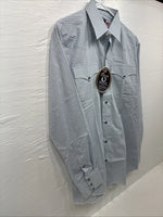 New Men’s Circle S Blue Gray Plaid Long Sleeve Pearl Snap 15 X 34 Medium Q-108