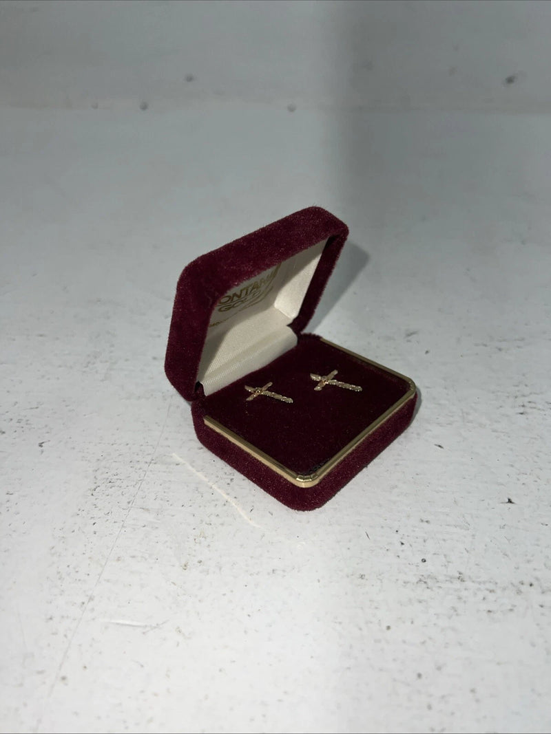 New Women’s Montana Silversmiths Small Cross Earrings With Stone. ER510Z A-65