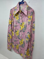 New Women’s Western Trends Pink Floral Long Sleeve Pearl Snap Size 10 MM-54