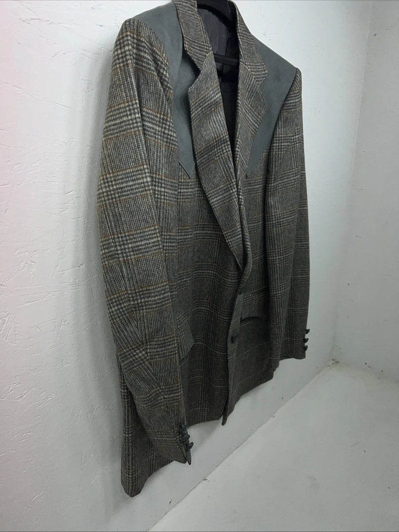 New Men’s HbarC California Ranchwear Grey Plaid Suit Jacket 42R #14753 AA-605