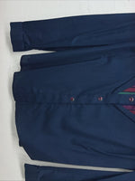 New Women’s HbarC California Ranchwear Navy Strip Long Sleeve Button Up 3B-83