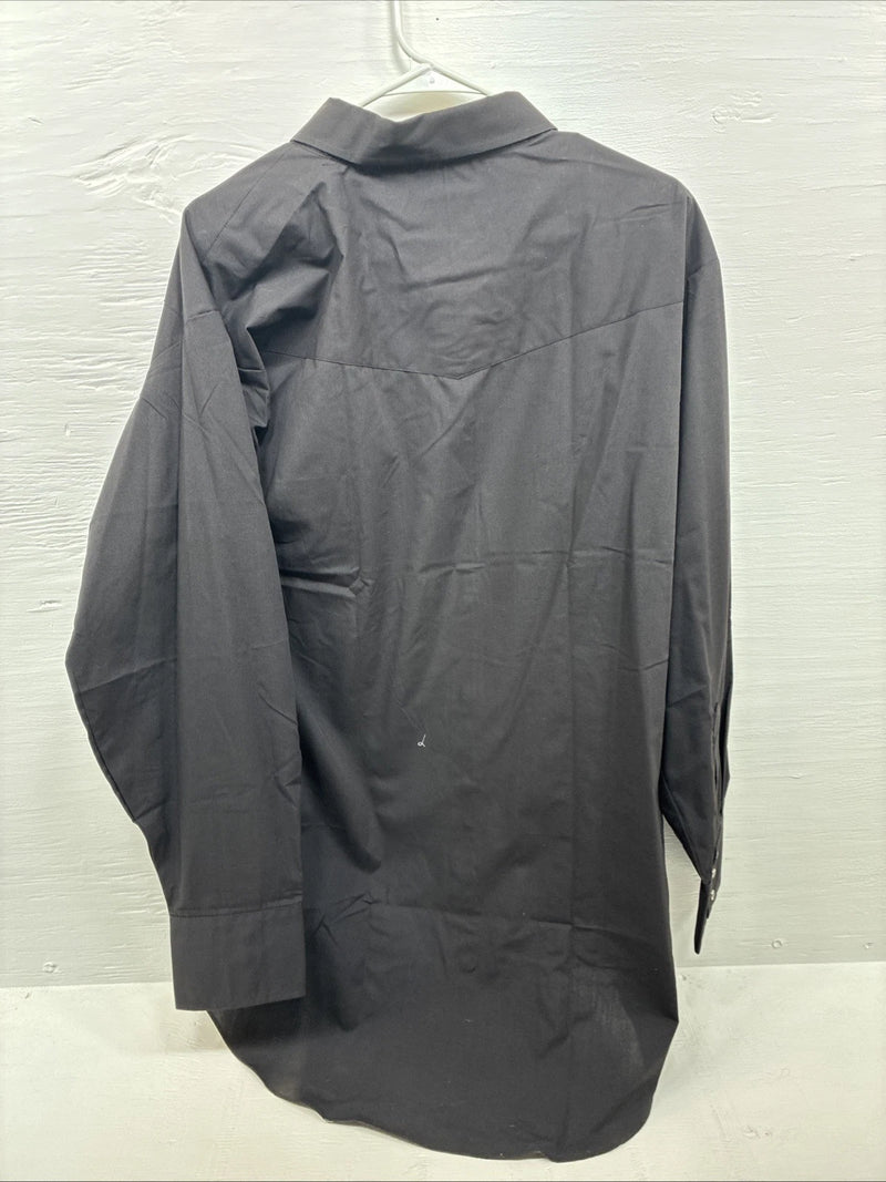 New Men’s ELY Cattleman Black Western Long Sleeve Pearl Snap 2XL F-68