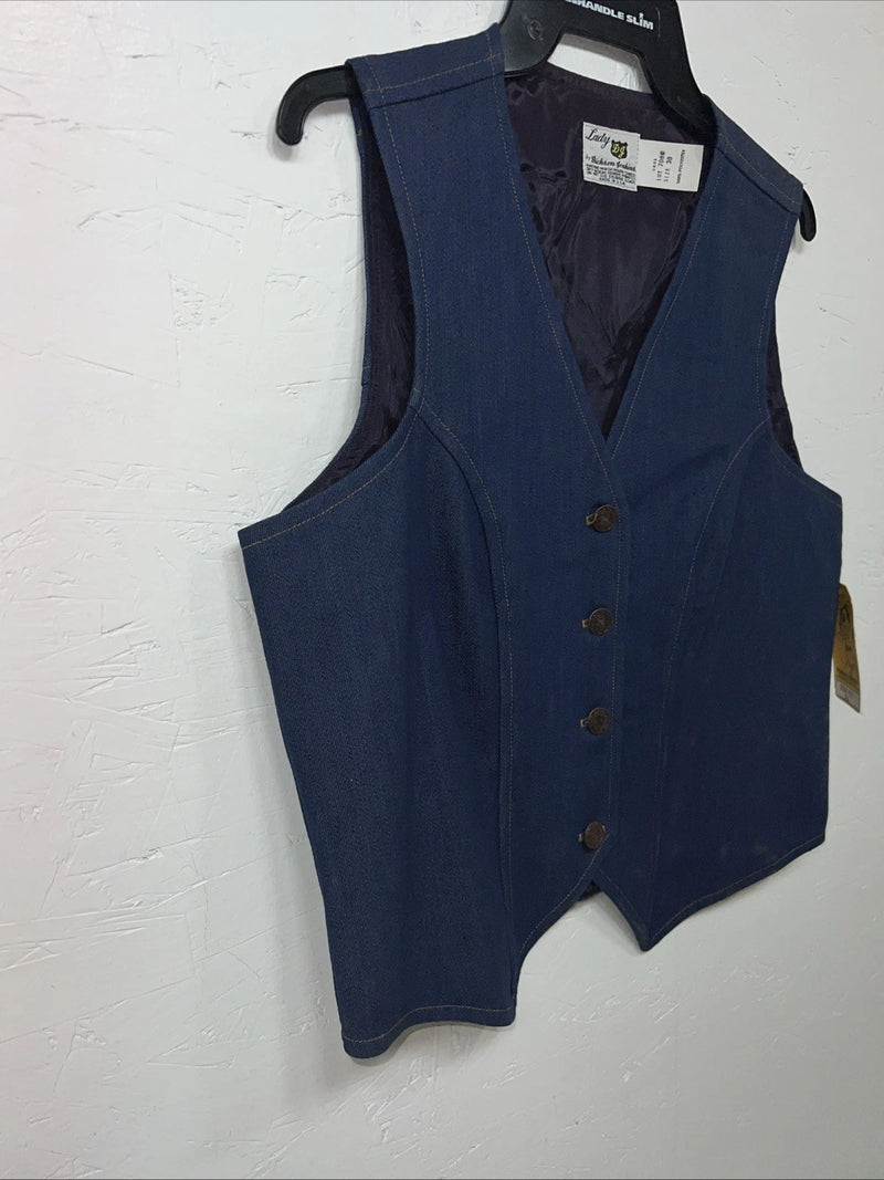 New Dickson Jenkins Blue Denim Vest Medium #7080 UU-38