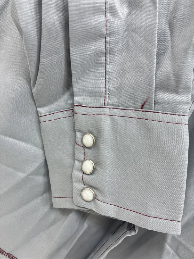 New Men’s Dee-Cee Grey Red Long Sleeve Pearl Snap 16.5 X 33 Large X-65