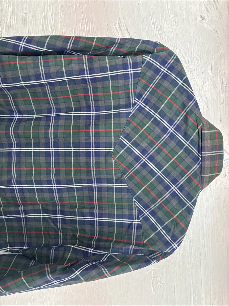 New Men’s ELY Plains Green Plaid Long Sleeve Pearl Snap 14.5 Small X-34