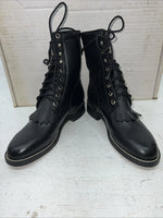 New Women’s Black Lace Up Acme Cowboy Boots. 88268 7 M. 17-39