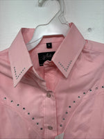 New Women’s White Horse Pink Long Sleeve Pearl Snap Small DD-99