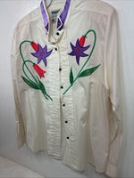 New Women’s Wrangler White Design Long Sleeve Button Up Size XL TT-139