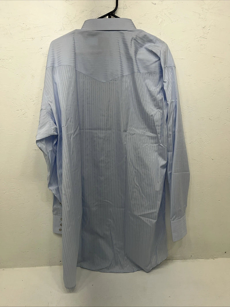 New Men’s Blue Stripped Mesquite Pearl Snap Long Sleeve Shirt. 19x37 3XL G-79