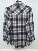 New Men’s ELY Cattleman Black Red Plaid Long Sleeve Pearl Snap Large V-71