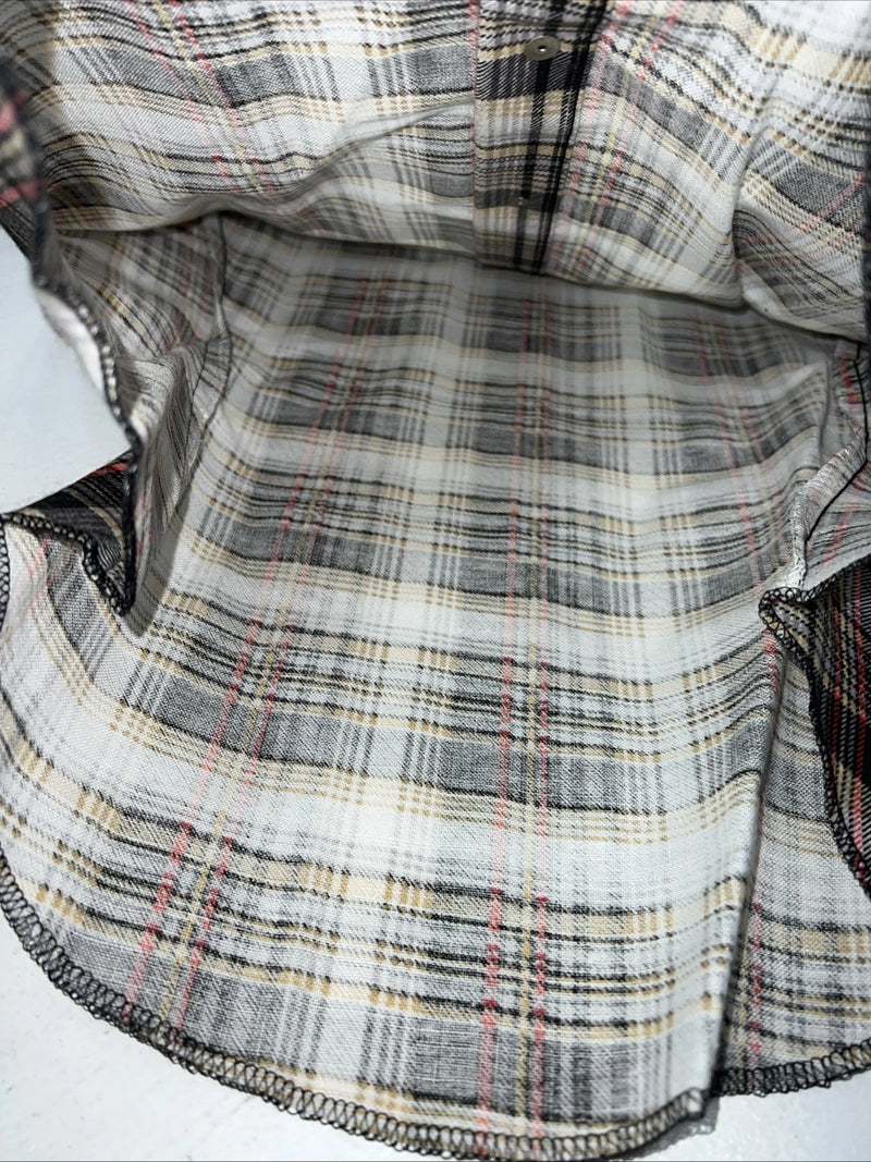 New Men’s Panhandle Slim Tan Plaid Pearl Snap Long Sleeve Shirt 10x32 Small I-27