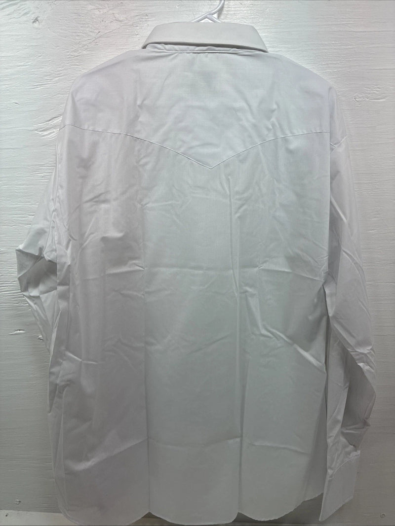 New Men’s Mesquite White Western Long Sleeve Pearl Snap 17.5 X 37 XL R-76