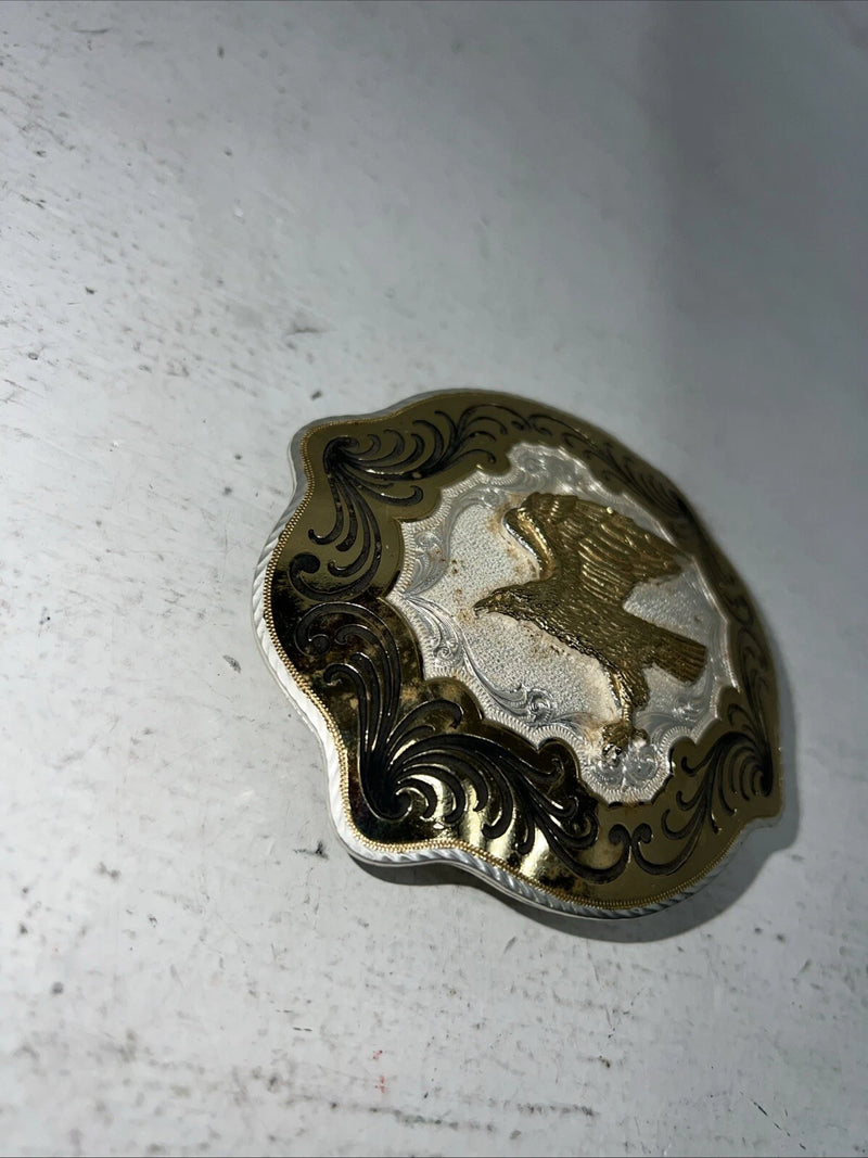 New Men’s Women’s Montana Silversmiths Gold Silver Black Bird Belt Buckle. F-18