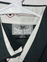 New Men’s Green White Cowboy Threads Button Up Long Sleeve Shirt Medium I-59