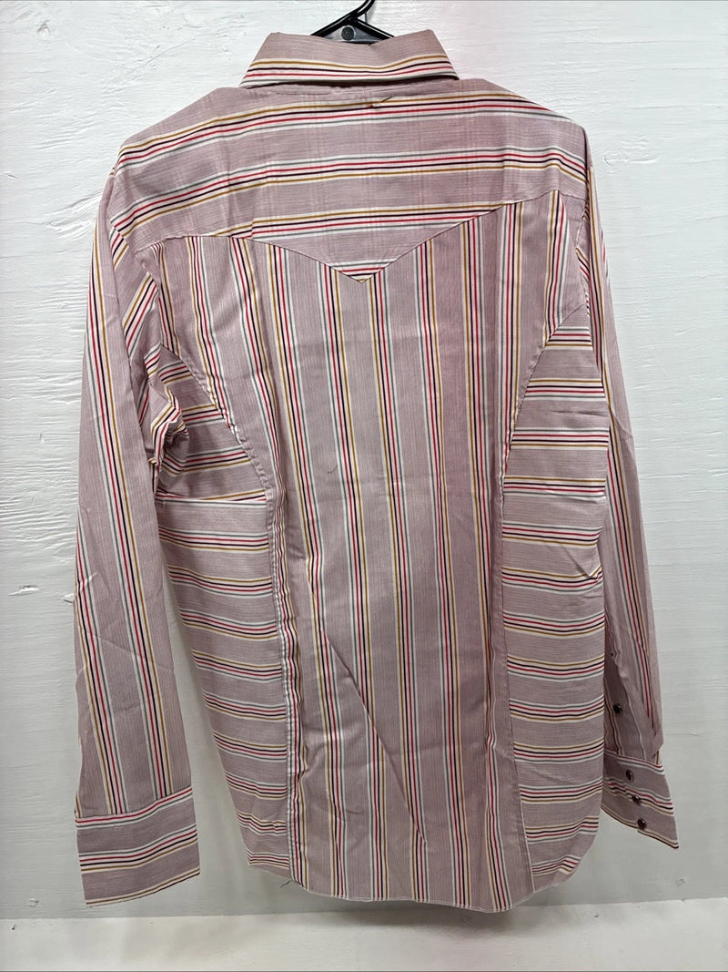 New Men’s Tem Tex Pink Stripe Long Sleeve Pearl Snap 16.5 X 35 Large R-32