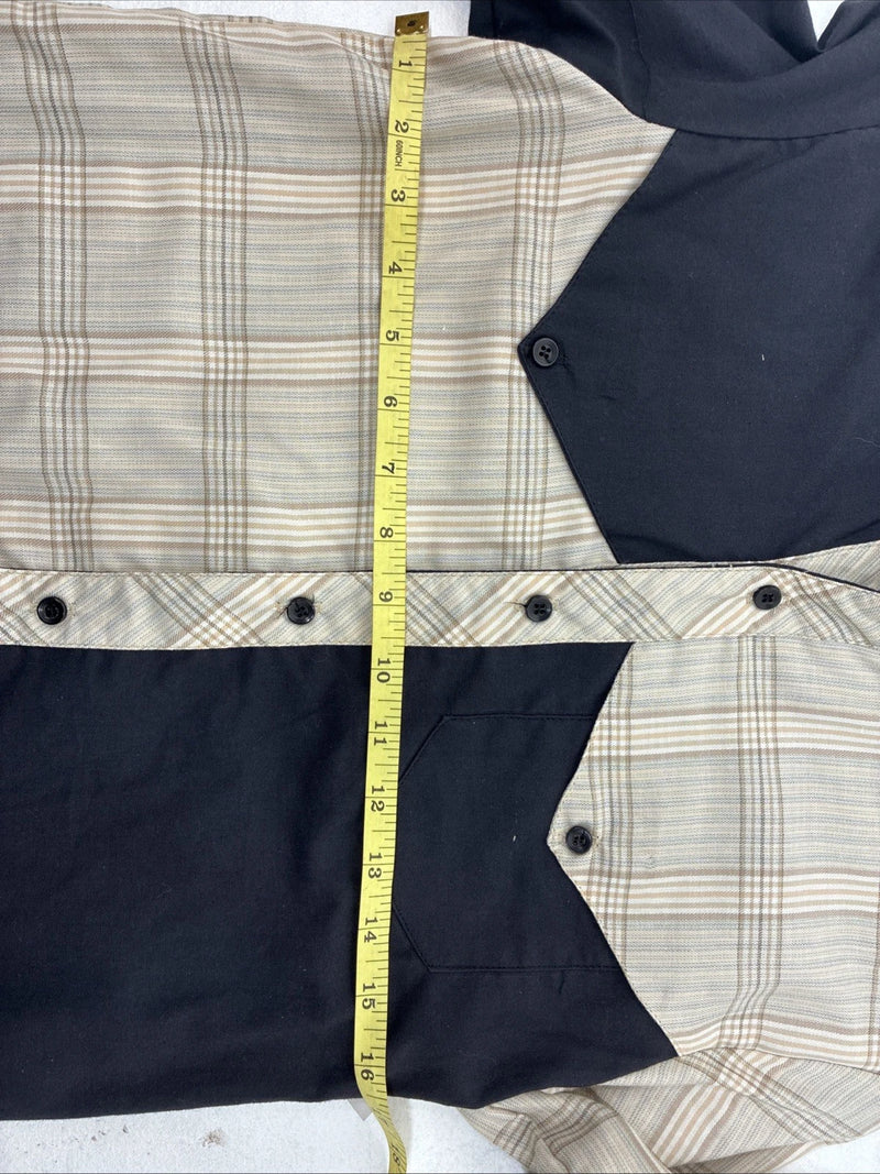 New Kids Cowboy Threads Black Yellow Plaid Long Sleeve Button Up Size 16 DD-83