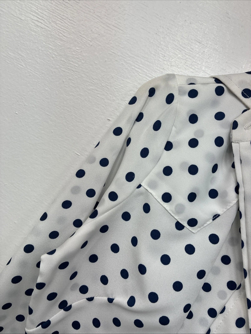 New Women’s Dickson Jenkins White Polkadot Long Sleeve Pearl Snap Size 30 KK-60