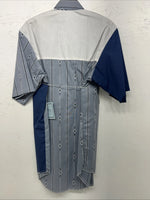 New Men’s Cowboy threads Blue And White Short Sleeve Button Up Small A-194