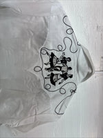 New Kids Rockmount White Black Design Short Sleeve Pearl Snap Size 32 CC-103