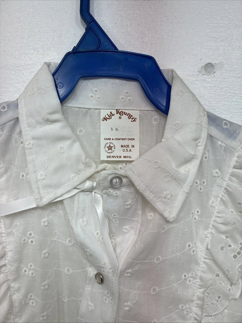 New Kids Kid Kountry Whitening Sleeve Pearl Snap Size 14 KK-115