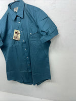 New Men’s Blue ELY cattleman Short Sleeve Pearl Snap Shirt. 16.5 Large G-71