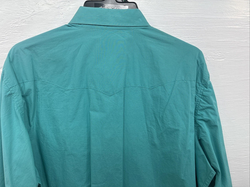 New Men’s White Horse Teal Long Sleeve Pearl Snap XL R-57