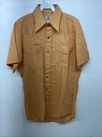 New Men’s Orange Permanent Press Short Sleeve Button Up Shirt. 15.5 M S-16
