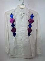 New Women’s Broadway White Designed Long Sleeve Button Up Size Small YY-127