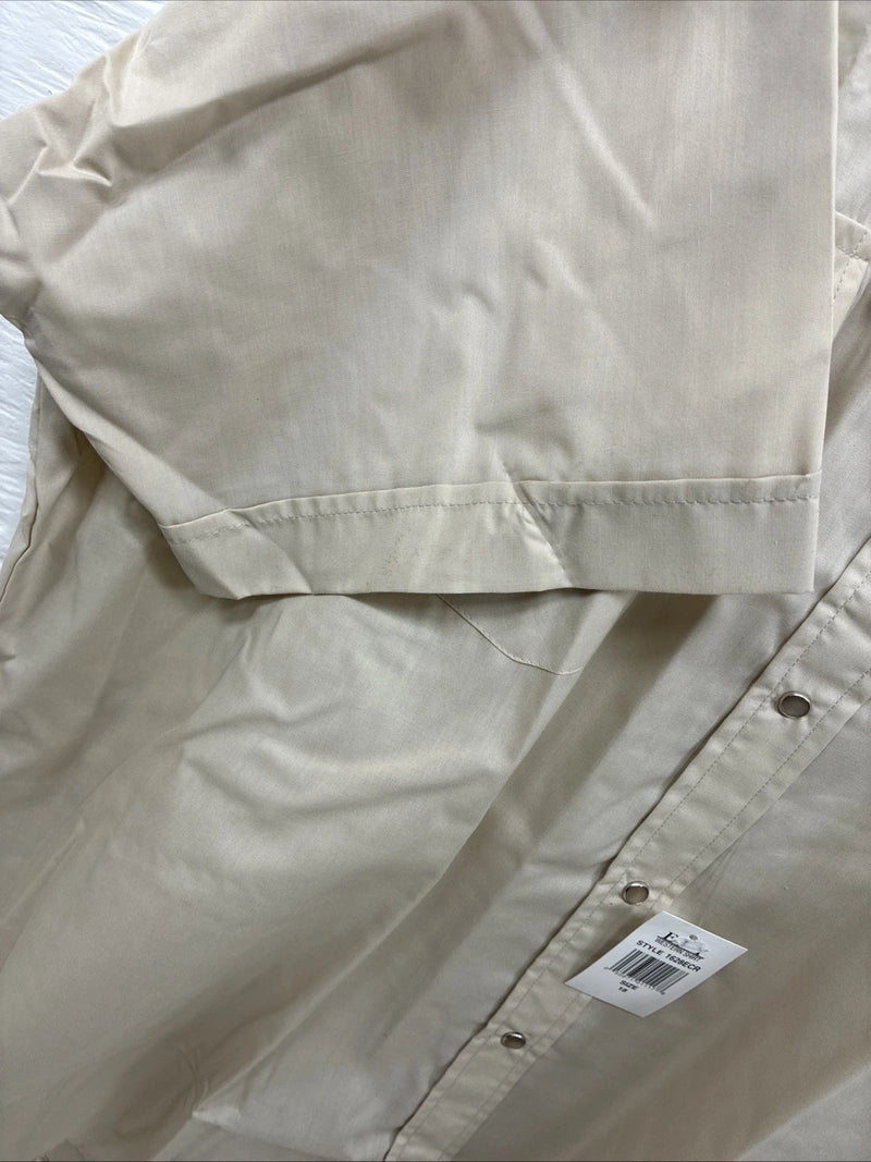 New Men’s ELY cattleman Tan Simple Short Sleeve Pearl Snap 18 2XL H-31