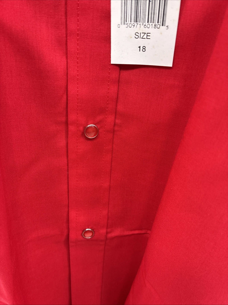 New Men’s ELY Cattleman Red Short Sleeve Pearl Snap 2XL 18 E-45