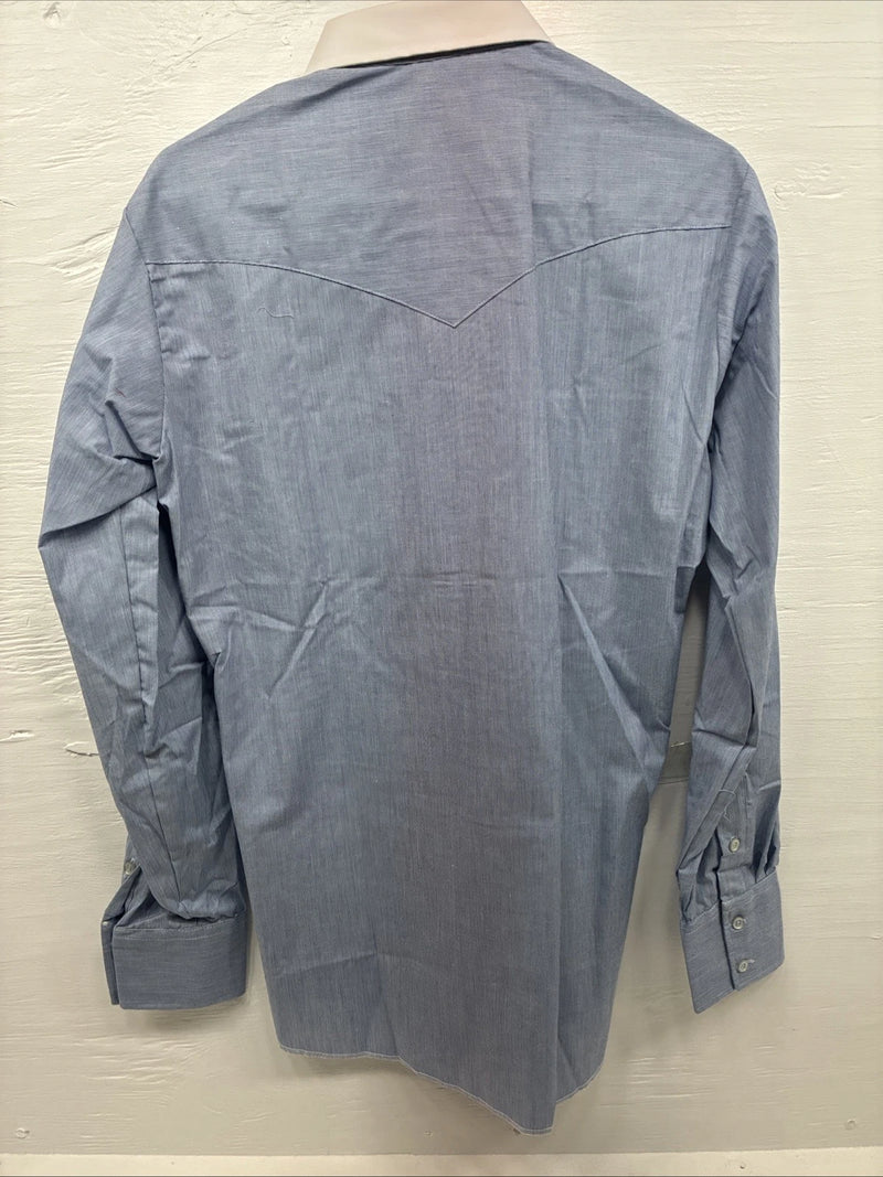 New Men’s Circle S Blue White Long Sleeve Button Up 15 X 34 Medium T-41