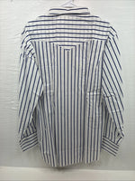 New Men’s H Bar C White Blue Stripe Long Sleeve Pearl Snap 16.5 X 34 Large Q-103