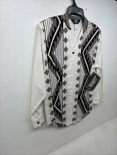 New Women’s Brooks & Dunn Tan Designed Long Sleeve Button Up XS MM-114
