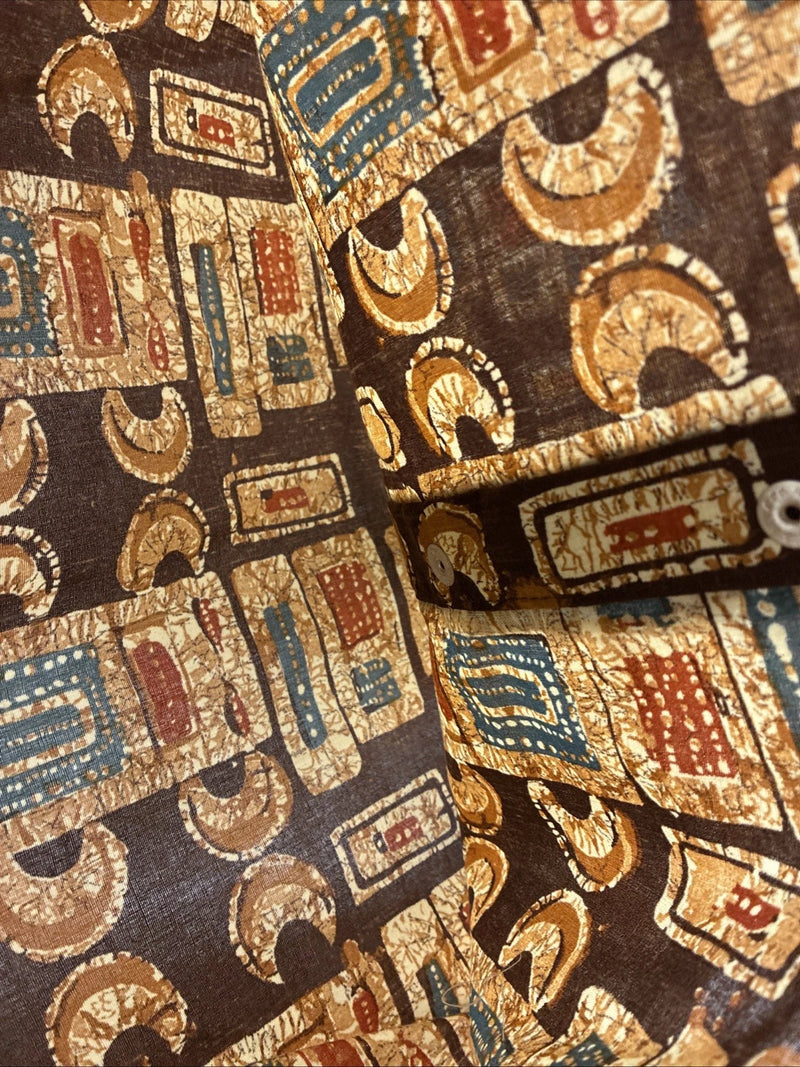 New Men’s Panhandle Slim Brown Gold Design Long Sleeve Pearl Snap XS J-68