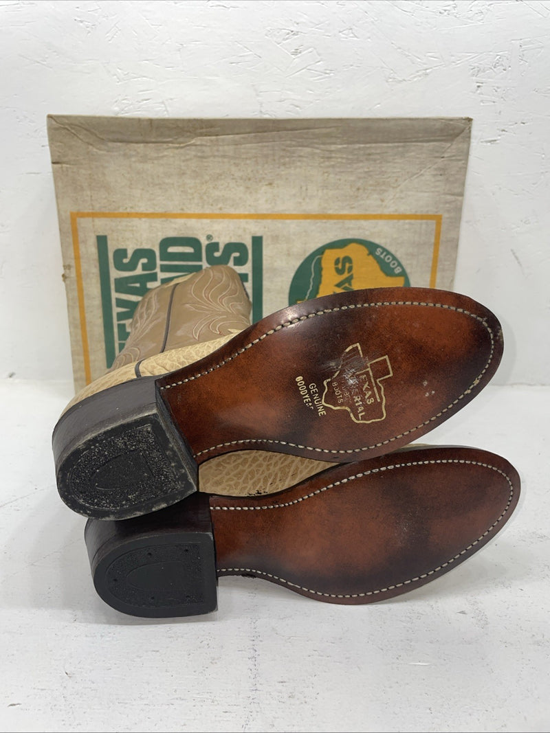 New Men’s Tan Texas Brand Cowboy Boots. 6085 8.5 8 1/2 D. 2-50