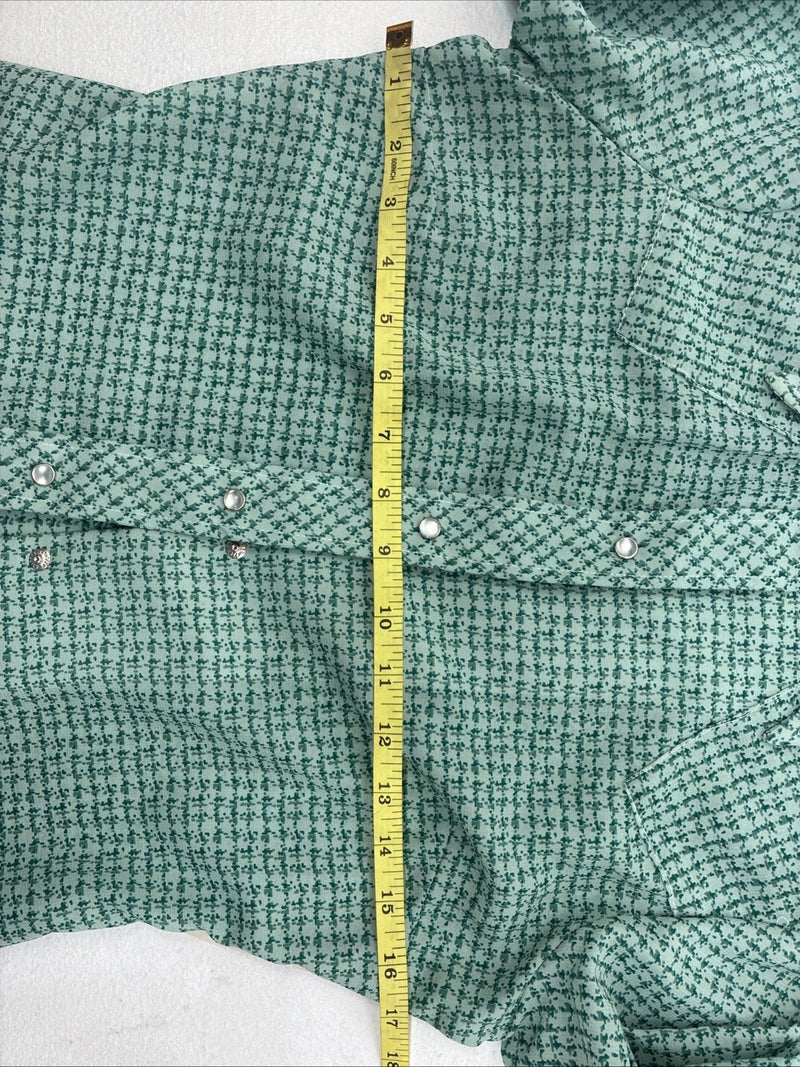 New Women’s Dickson Jenkins Green Design Long Sleeve Pearl Snap Size 30 GG-2
