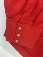 New Men’s H Bar C Simple Red Long Sleeve Pearl Snap 17.5 X 35 XL R-58